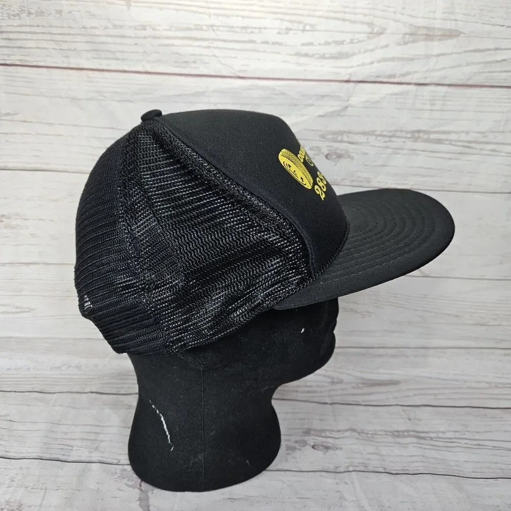 Vintage Nissin Cap Black Mesh Rope Snapback Hat Double J Tire Center
